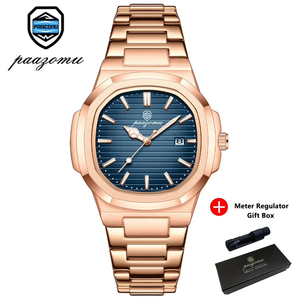 PAAZOMU 2025New Men Stainless Steel Watch Quartz Waterproof Male Clock Business Watch Mens Watches Top Brand Luxury Men Watch