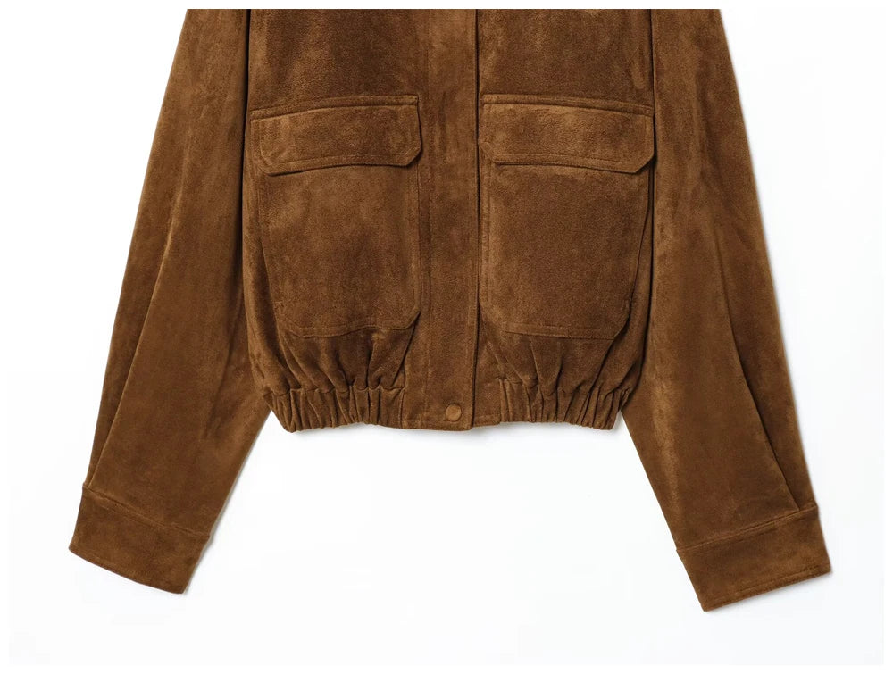 Women's Jacket 2025 New Fashion Autumn Winter Vintage Suede Jacket for Women Casual Chic Ladies Coat