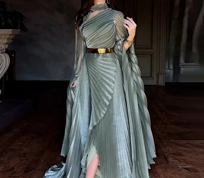 Women's Dresses Temperament Fashion 2025 Autumn New Batwing Sleeve Shawl Split Elegant Party Vestidos Evening Long Dress