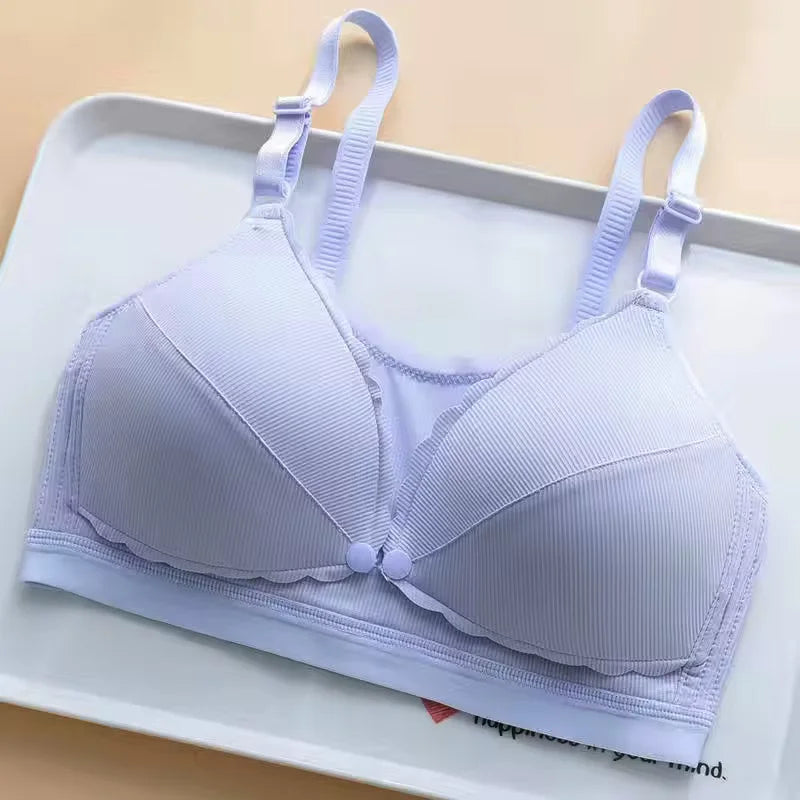 Women Push Up Bra Prevent Sagging Wire Free Bras Breathable Pads Underwear Adjustable Bralette Wireless Gathered Brassiere