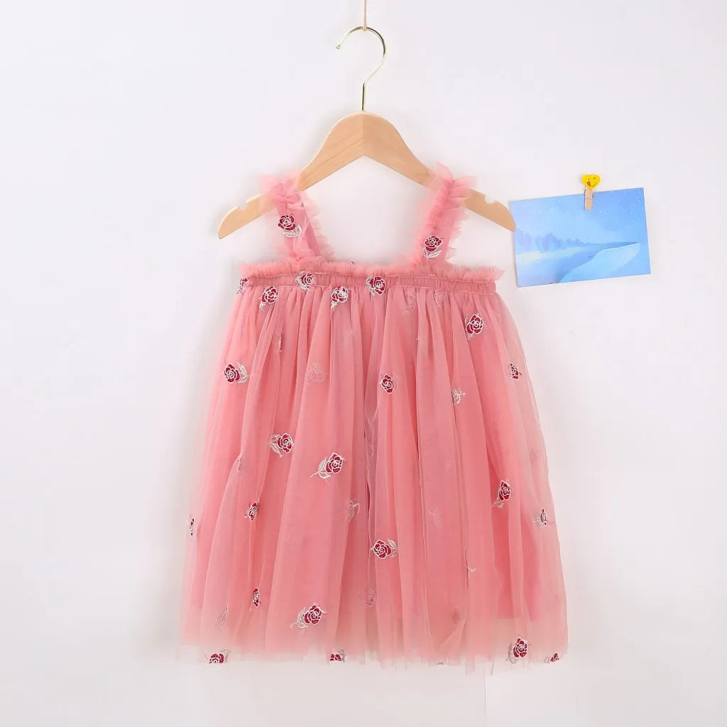 Flower Girls Dresses Children's Clothing Kids Clothes Summer Fairy Party Stage Show Dance Wear Cosplay Costumes Sling Casual