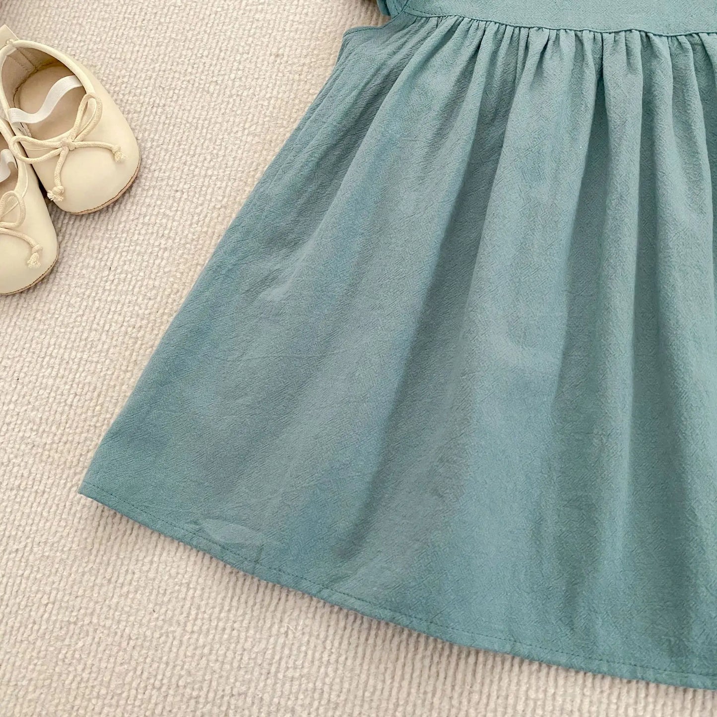 1-6Yrs Kids Clothes Summer Embroidery Dress Baby Girls Clothes Flying Sleeves Dresses Children's Clothing Vestidos Cotton Dress