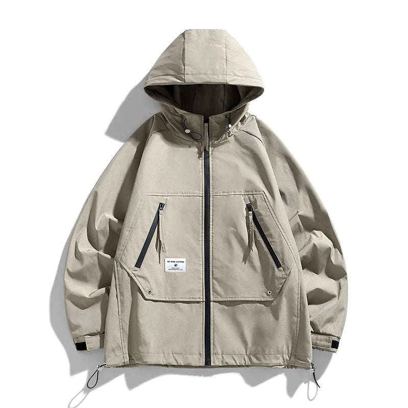 Autumn Men's Jacket Springtime Trendy Streetwear Coat Fashion Outerwear Hooded Solid Color Men Jackets Korean Version Clothing