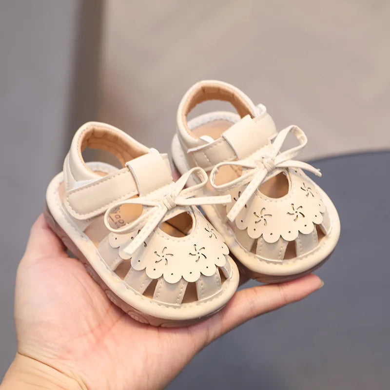Baby Walking Shoes Package Head Call Sandals Soft Bottom Non-slip Hollow Breathable Casual Shoes 0-2 Years Old Princess Shoes