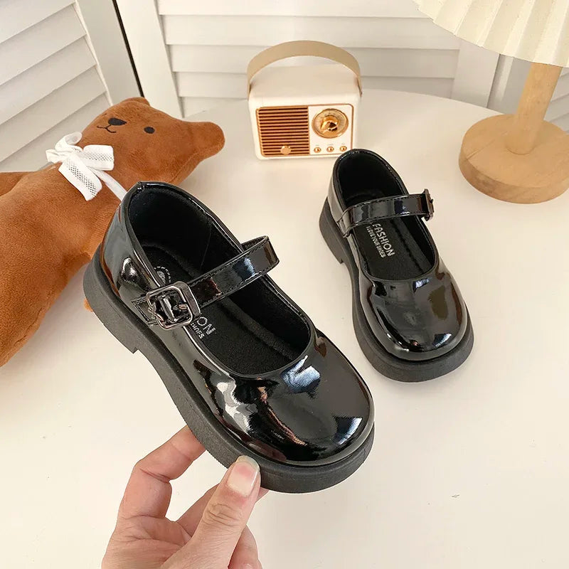 Children Leather Shoes 24-35 Slip-on Round Toe School Sweet Kids Casual Shoe 2025 New Girl's Laofers Pearl Morden Three Colors