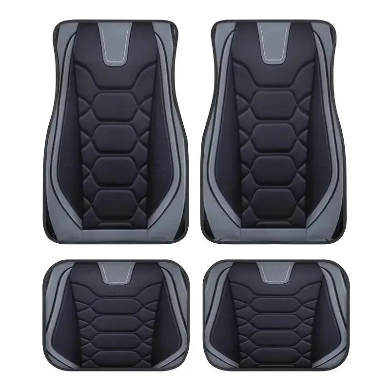 4PCS Car Floor Mats Universal Waterproof Front Rear Full Set Auto Rugs Wear Resistant and Dirt Resistant Leather Auto Carpet