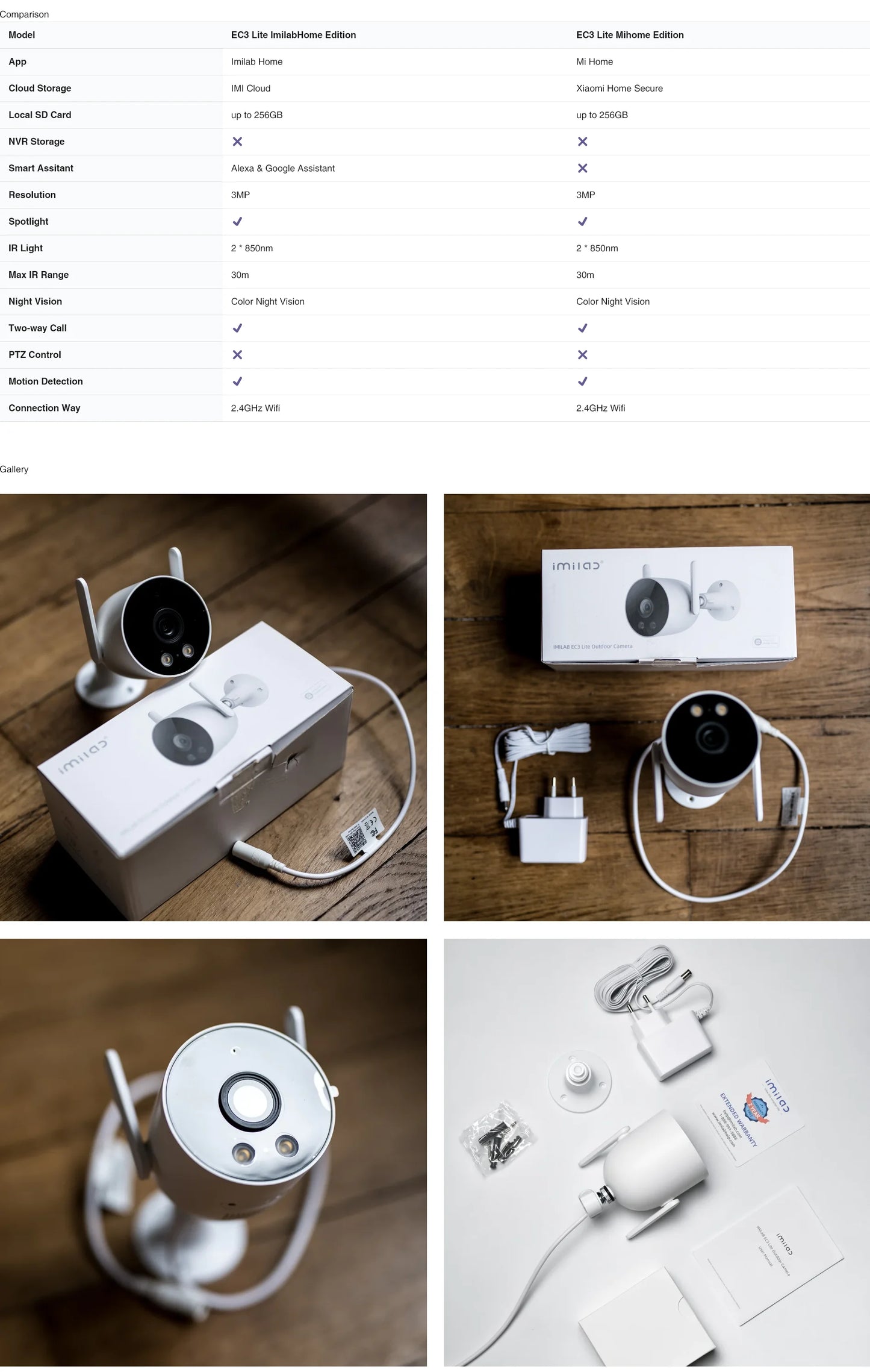 IMILAB EC3 Lite Camera Home Security Protection 2K HD Outdoor WIfi IP Smart Siren Color Night Vision CCTV Human Detection Webcam