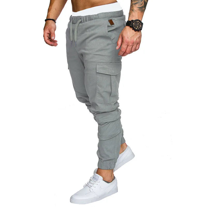 2025 New Male Trousers Mens Joggers Solid Multi-pocket Pants Sweatpants Men Pants Hip Hop Harem Joggers Pants Running men's gym