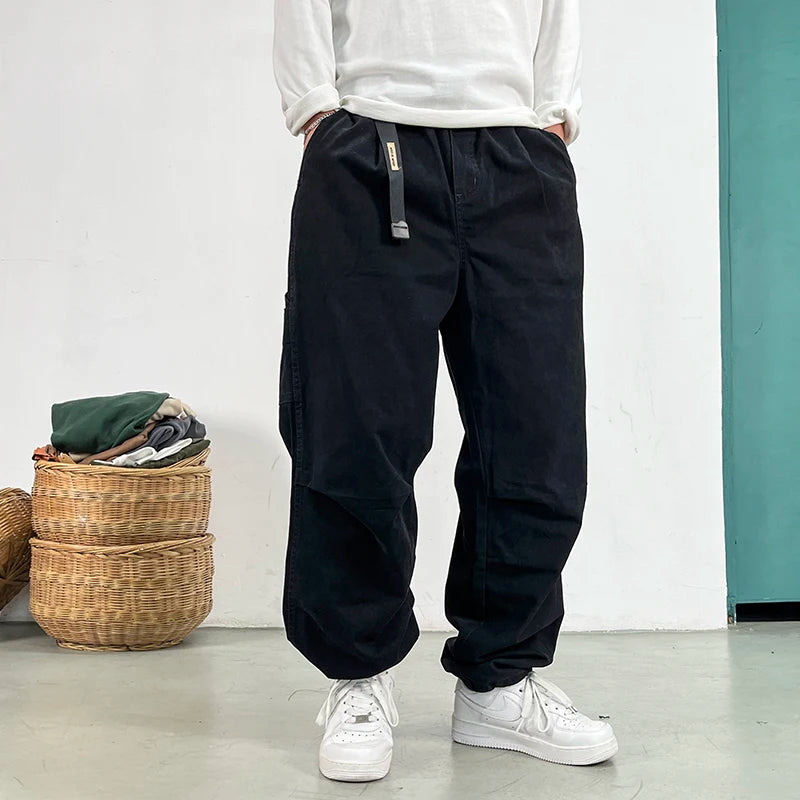 American High Quality Vintage Plus Size Cargo Men Pants Streetwear Baggy Casual Pants Harajuku Trend Straight-Leg Trousers Male