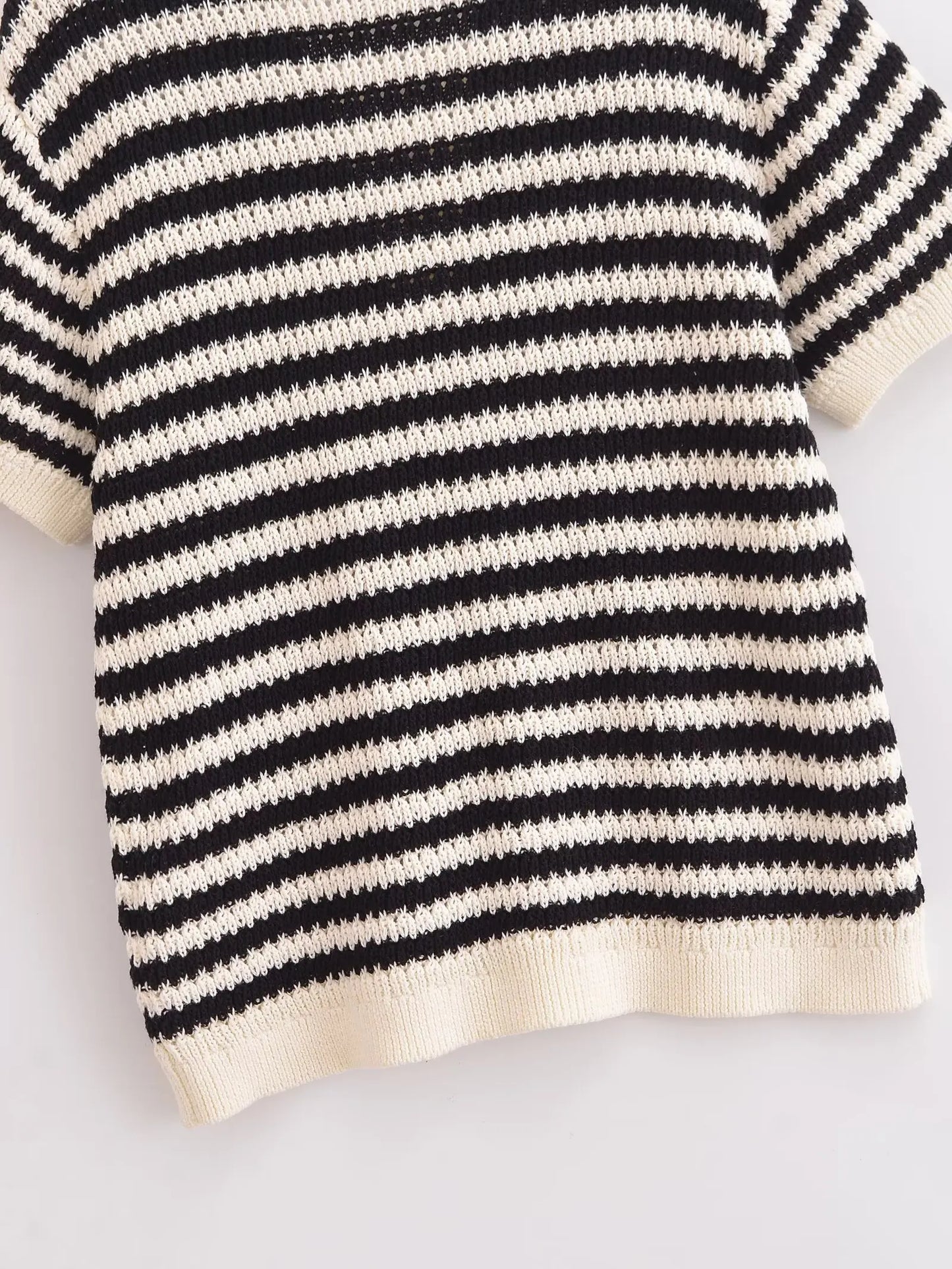 2025 Women’s Striped Knit Cotton T-Shirt Polo Collar Short Sleeve Casual Spring Summer Daily Street Weekend Wear