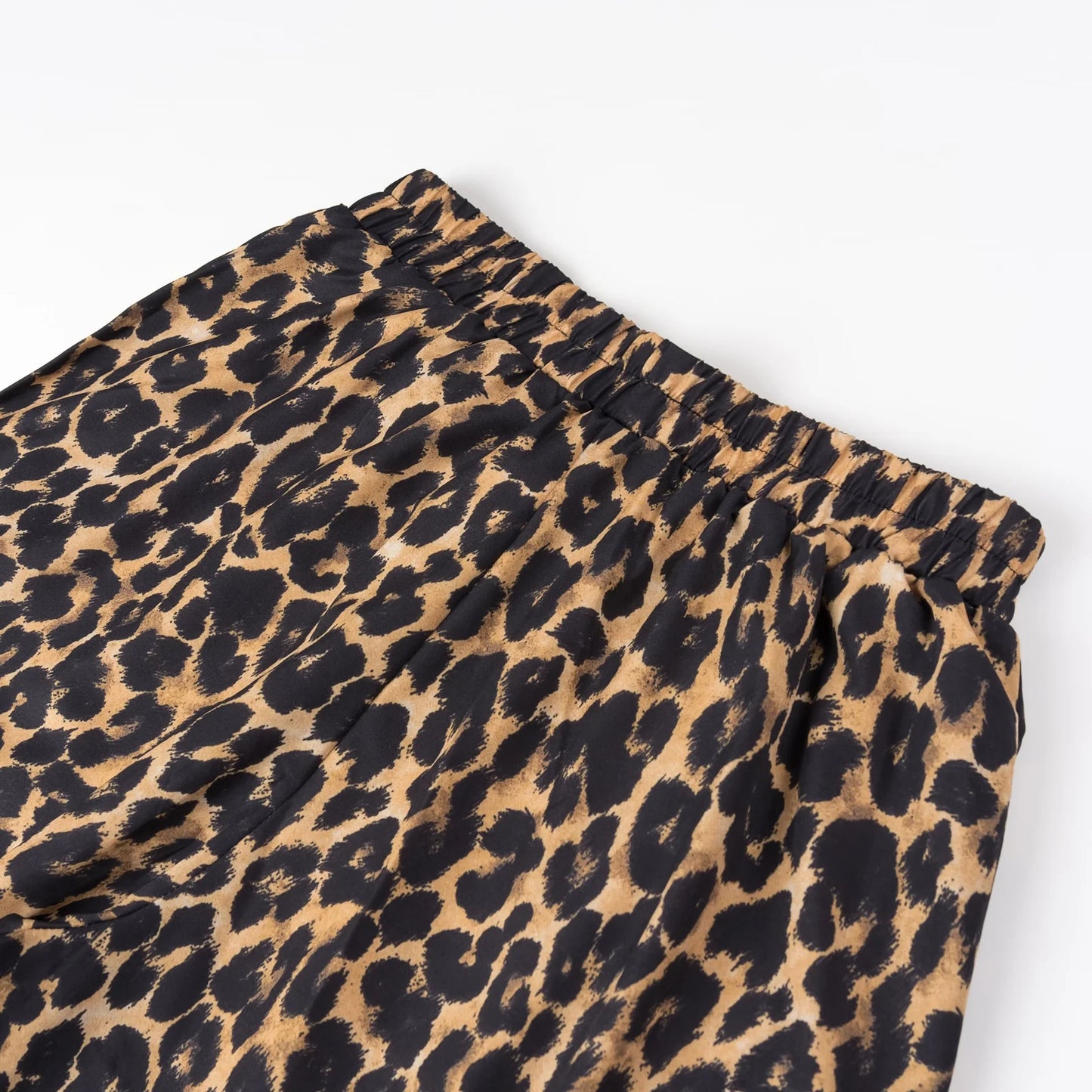 Women Summer New Women's Fashion Versatile Animal Print Elastic Waist Drop Mid Waist Wide Leg Pants