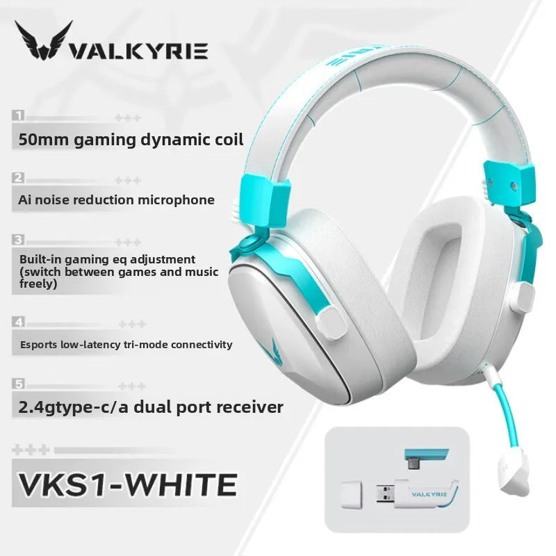 VALKYRIE VK S1 Gaming Headset Wireless Triple-Mode Detachable Microphone 15ms Ultra-low Latency Customized Gaming Headphones