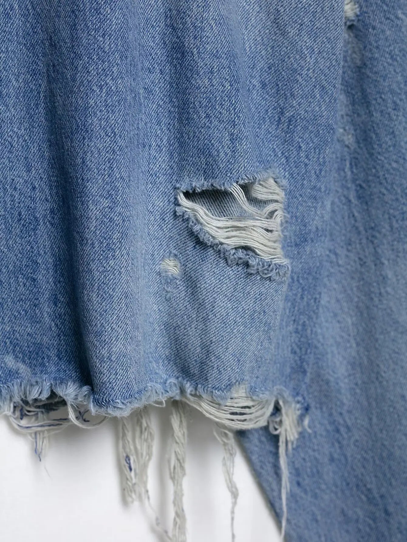 Denim short jacket for women, ripped decorative shirt, new single-breasted long-sleeved shirt top, casual retro street style