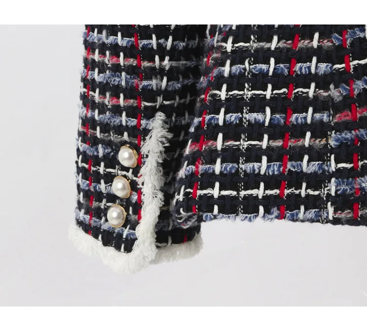 Women's Jacket 2025 Autumn New Celebrity Slim-fitting Long-sleeved Tweed Temperament Coat