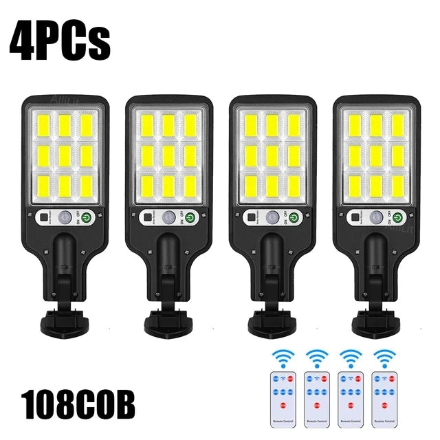 Solar Street Lights Outdoor, Solar Lamp With 3 Light Modes Waterproof Motion Sensor Security Lighting for Garden Patio Path Yard