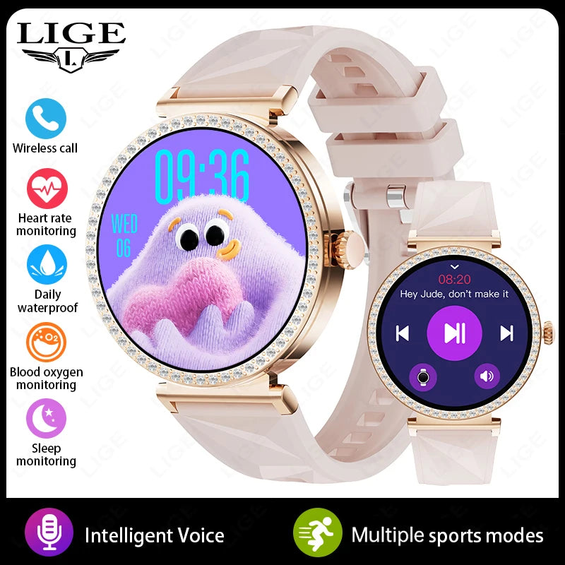 New Luxury Diamond Smart Watch Women Bluetooth Call Smartwatch Heart Rate Health Monitor Smartwatches Waterproof Bracelet Ladies