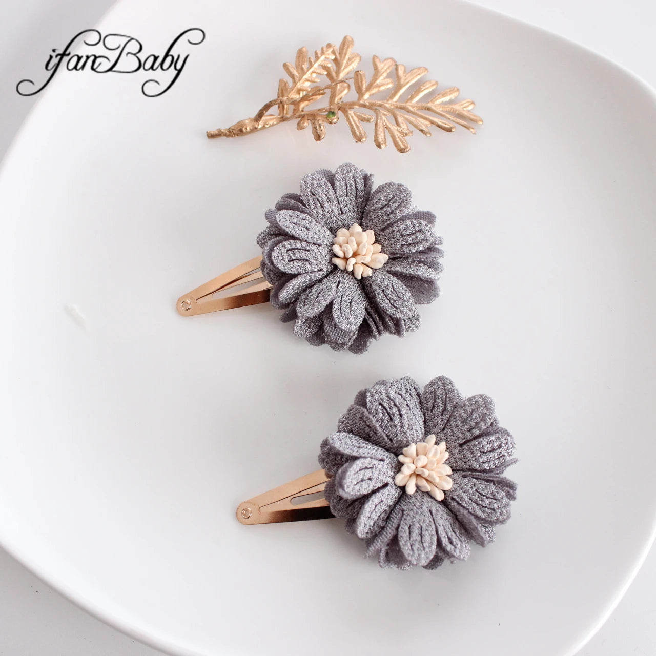Fashion Flower BB Hair Clips Pin Headwear For Baby Kids Girl Hair Accessories 2 PCS/SET