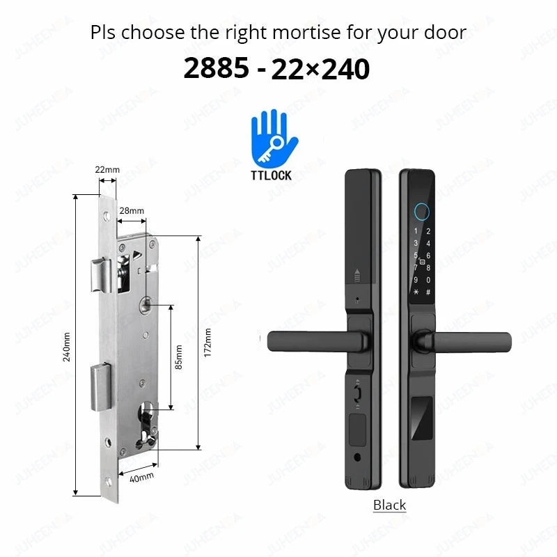 Waterproof Sliding Door Smart Lock TTLock App Alexa Fingerprint Digital Code RFID Card Anti-Lock Aluminum Glass Electronic Lock