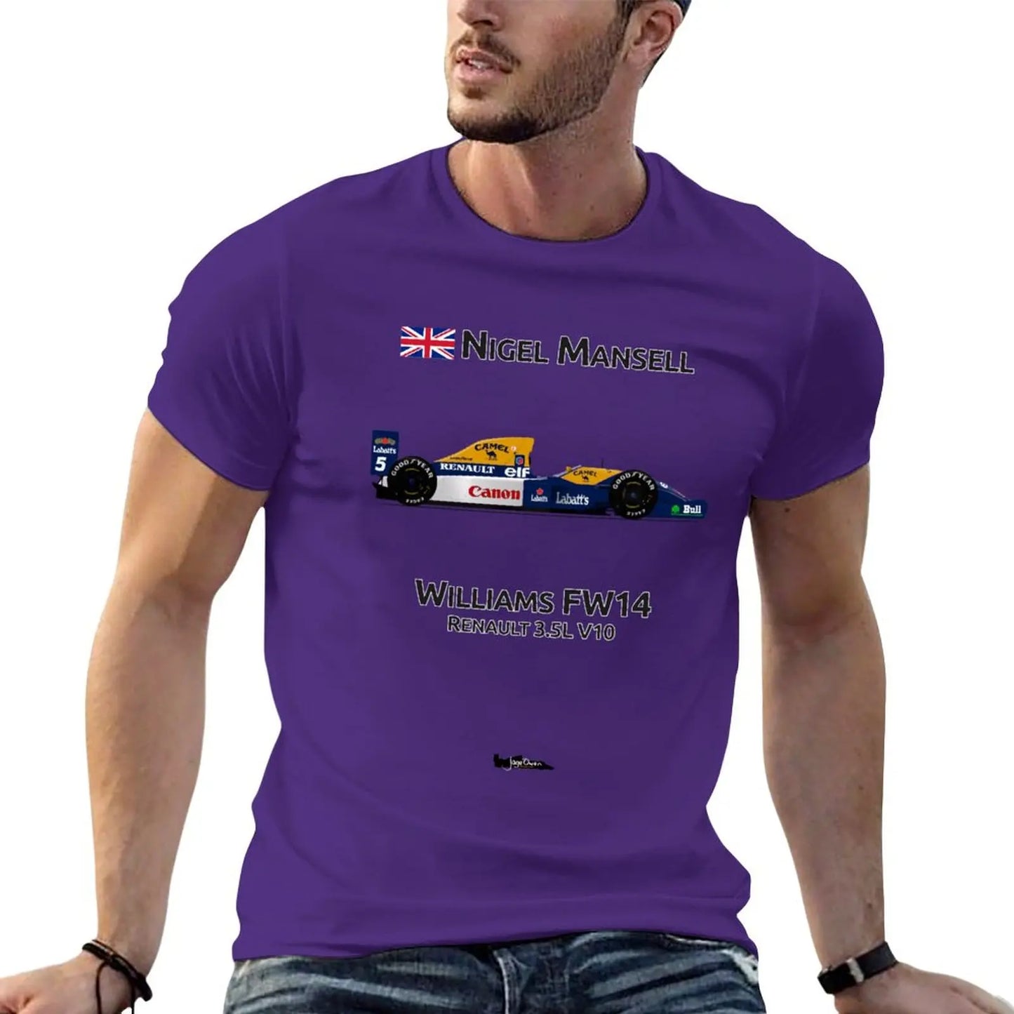 Nigel Mansell - Williams FW14 T-Shirt heavyweight t shirts oversized t shirt big and tall t shirts for men