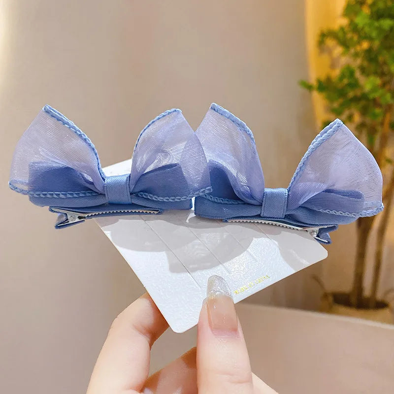 2PCS New Lovely Stereoscopic Bowknot Kids Hairpins Baby Hair Clips Headdress Girls Hair Accessories Children Headwear