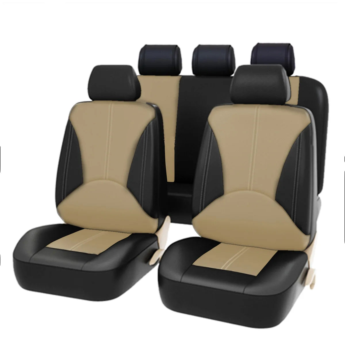 Car Seat Cover Set Breathable PU Leather Vehicle Seat Cushion Full Surround Cover For Car Full Protection Pad Fit 5-Seat Auto