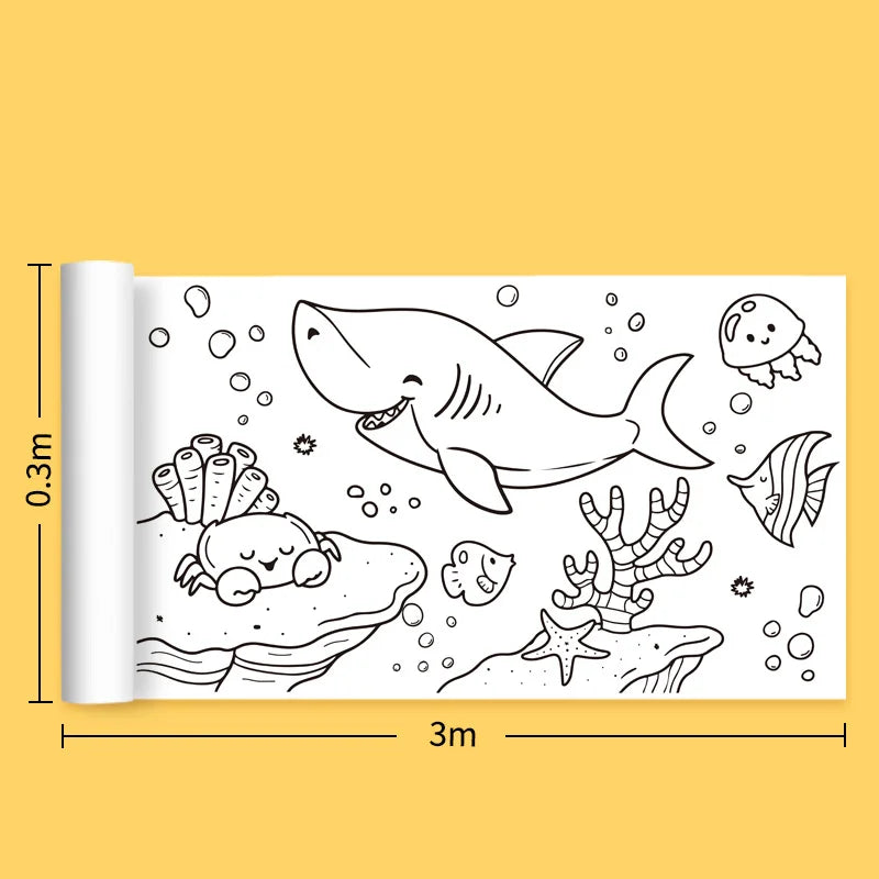 Kids Drawing Toys Sticky Coloring Roll Paper DIY Graffiti Scroll Color Filling Paper Painting Educational Toys for Girls Gift