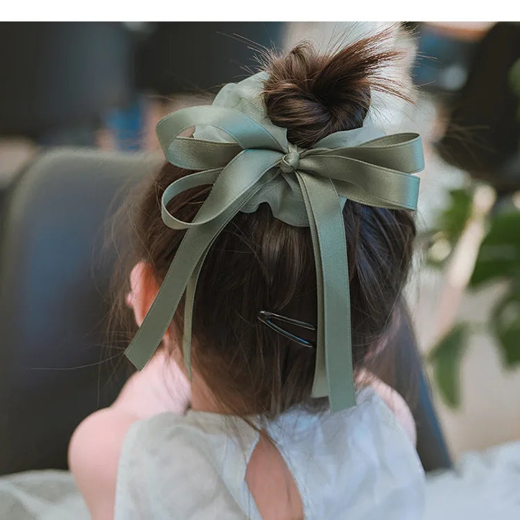 Children's Bow Hair Band Sweet Hair Rope French Large Intestine Ring Solid Color Headband Headwear Girls Kids Hair Accessories