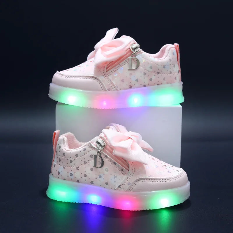 New Kids Shoes Autumn Retro Soft Girl Shoe Glowing Princess Delicate Child Shoes Casual Trend Versatile Designer Short Boot 2025