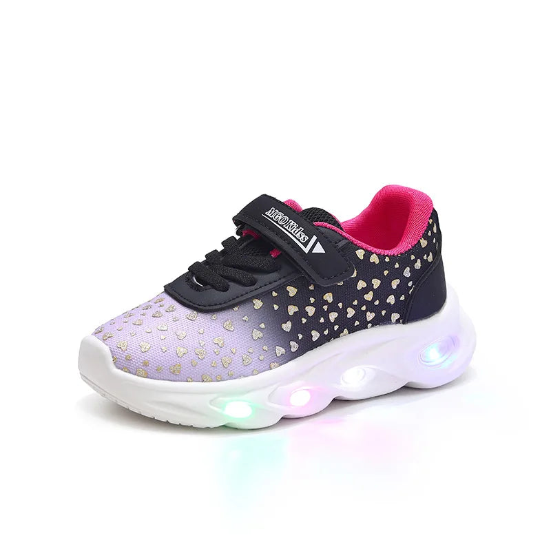 Kids' Casual Shoes Children Led Light Spring Outdoor Sneakers For Breathable Anti-slip Black Blue Pink Size 21-30
