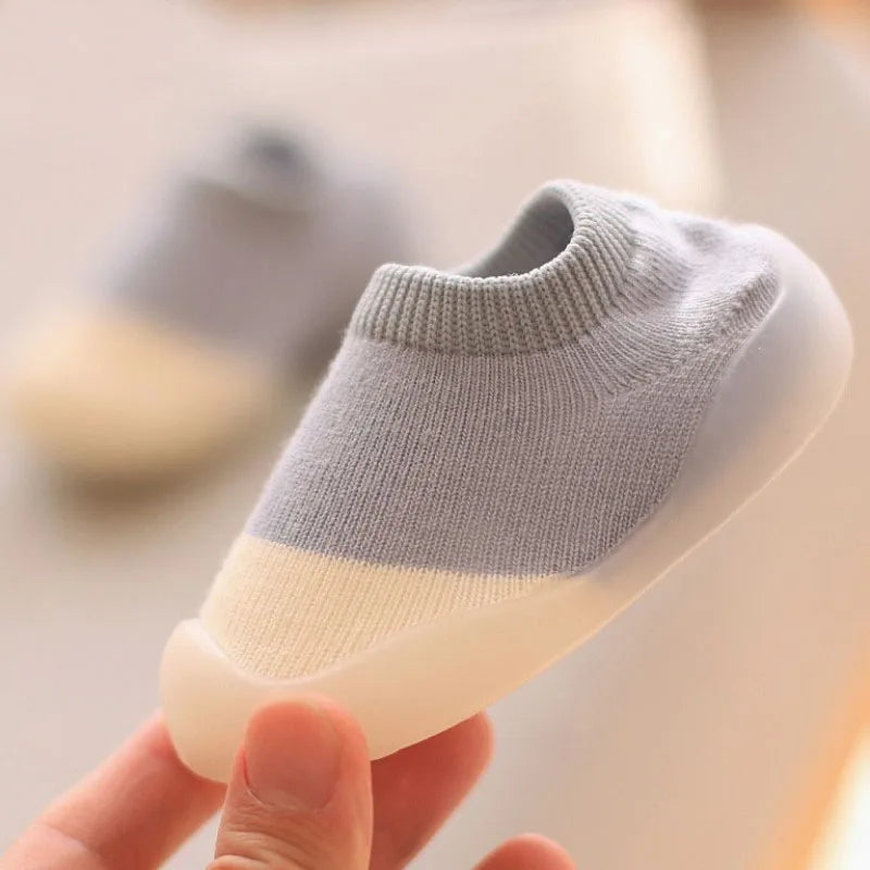 Baby Shoes Toddler First Walkers Infant Boys Girls Kids Rubber Soft Non-Slip Sole Floor Barefoot Casual Shoes Knit Booties