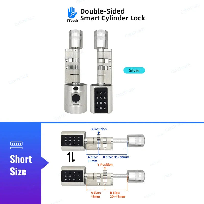 Smart Euro Cylindrical Door Lock ttlock app Keyless Security Entry Mechanical Key Waterproof fingerprint door lock For home
