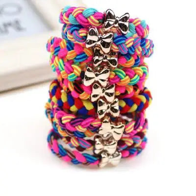 4 pcs New Korean Hair Accessories For Women Elastic Bow Hair Rubber Bands Girls Lovely Hair Ropes Ponytail Holder Tie Gums