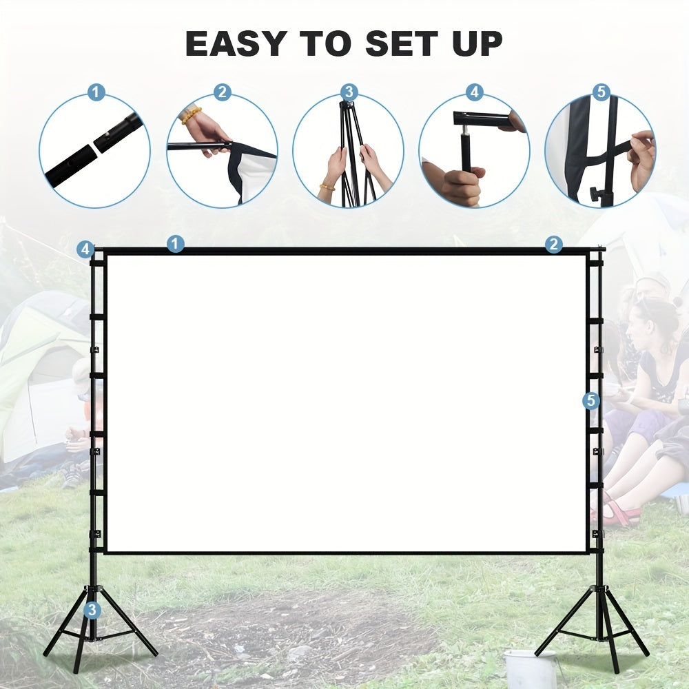 Projector Screen with Bracket 100 120 150 Inch Portable Projection Screen Indoor Outdoor Projection Screen 16:9 4K HD Wrinkle Resistant, Easy to Clean, 1.1 Gain, 160° Viewing Angle Movie Screen with Carrying Bag, Suitable fo