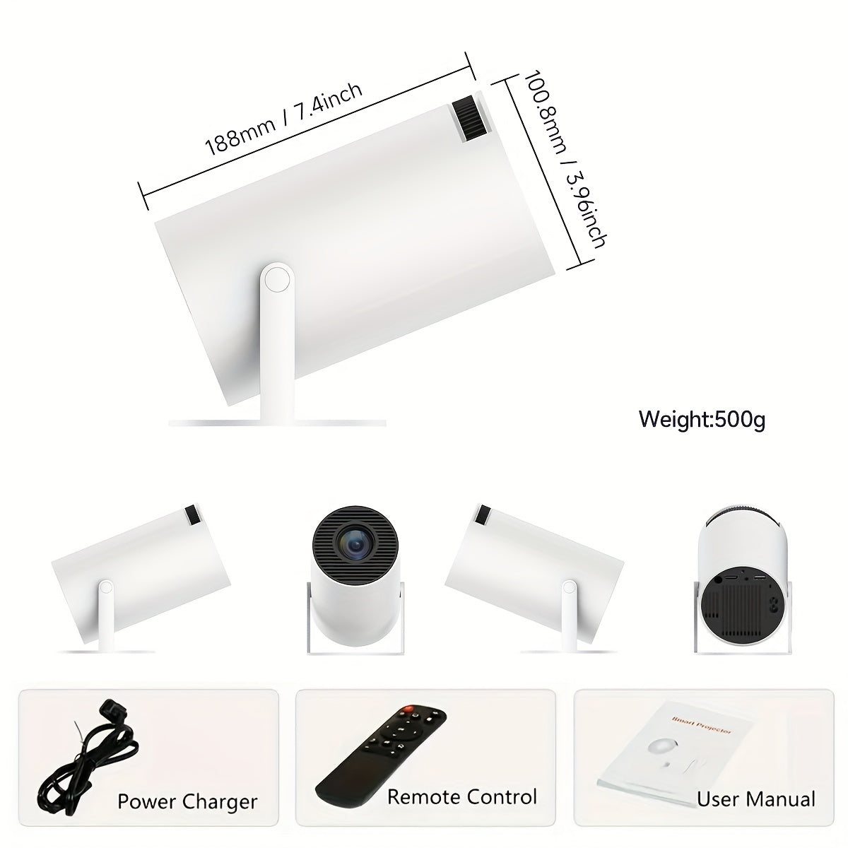 HY300 Mini Projector Smart Android 11.0 Dual WIFI Full Hd 720P 4k Portable Home Cinema Outdoor Theater