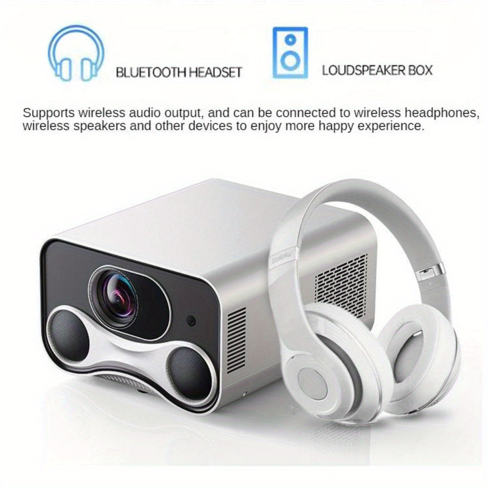 Projector And For Android TV, 4K Support For Projector And Wifi Native 1080P 400ANSI 2.4G/5G Intelligent Autofocus And Entry Remote Contro, Portable Home Projector With Dual 10W Stereo Speakers Compatible With Laptops/Phones/