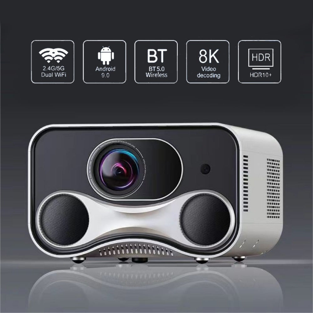 Projector And For Android TV, 4K Support For Projector And Wifi Native 1080P 400ANSI 2.4G/5G Intelligent Autofocus And Entry Remote Contro, Portable Home Projector With Dual 10W Stereo Speakers Compatible With Laptops/Phones/