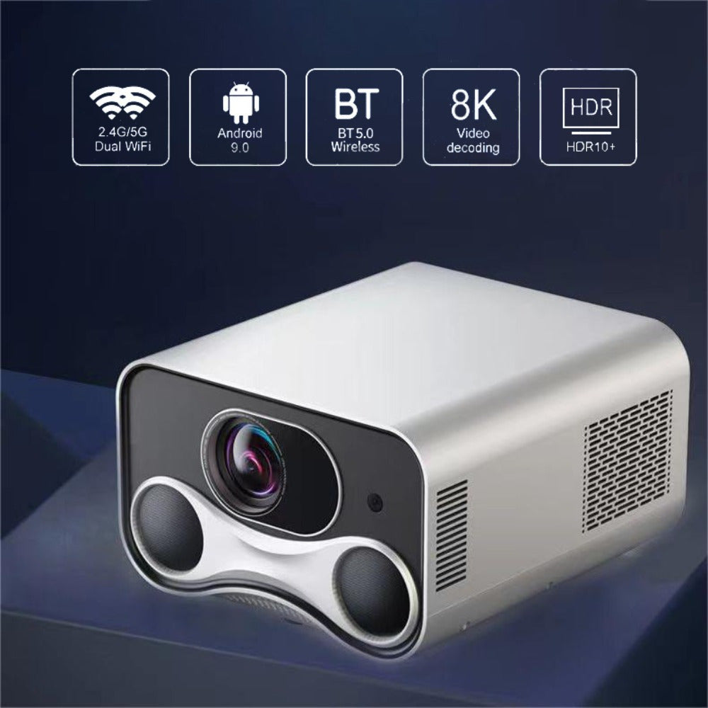 Projector And For Android TV, 4K Support For Projector And Wifi Native 1080P 400ANSI 2.4G/5G Intelligent Autofocus And Entry Remote Contro, Portable Home Projector With Dual 10W Stereo Speakers Compatible With Laptops/Phones/