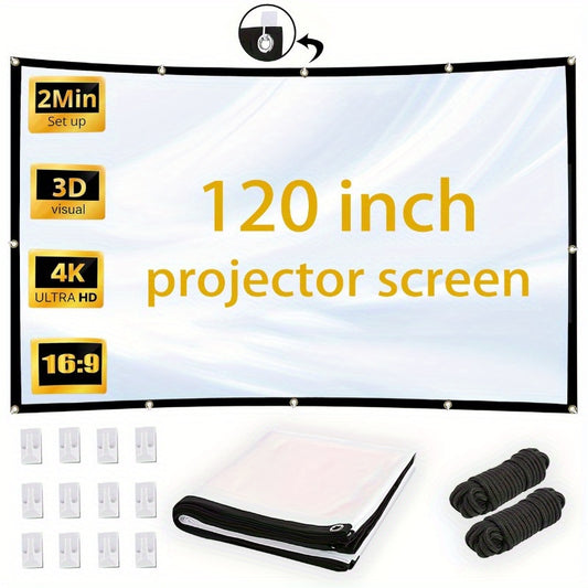 120-inch projection screen 4K HD 16:9 foldable portable wrinkle-proof projector screen for outdoor and indoor home theaters