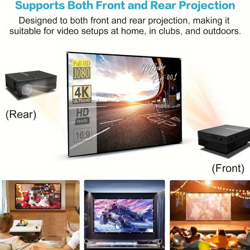 120-inch projection screen 4K HD 16:9 foldable portable wrinkle-proof projector screen for outdoor and indoor home theaters