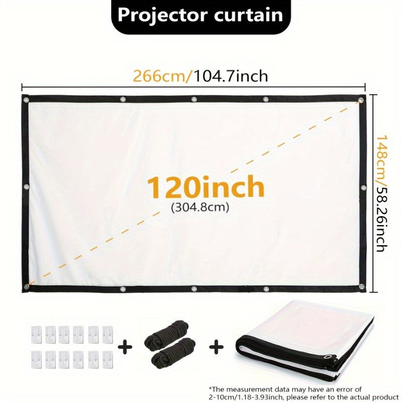 120-inch projection screen 4K HD 16:9 foldable portable wrinkle-proof projector screen for outdoor and indoor home theaters