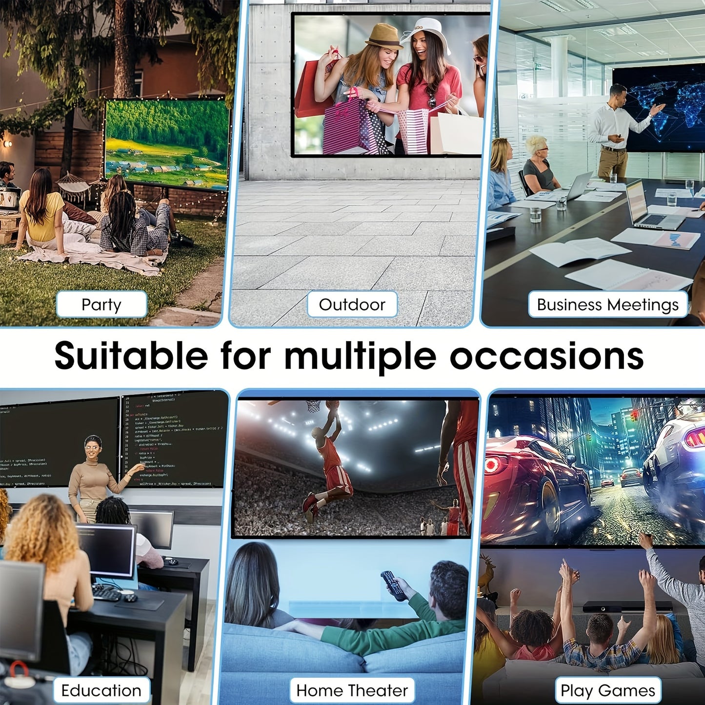 120-inch projection screen 4K HD 16:9 foldable portable wrinkle-proof projector screen for outdoor and indoor home theaters