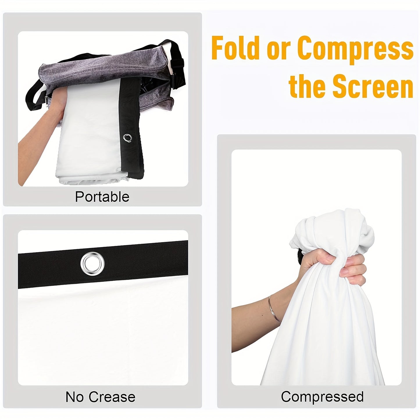 120-inch projection screen 4K HD 16:9 foldable portable wrinkle-proof projector screen for outdoor and indoor home theaters