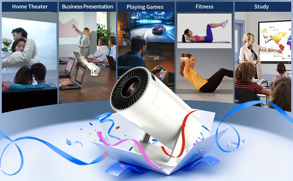 HY300 Mini Projector 4K Android 11.01080P 720 P 200ANSI Portable Wireless Home Outdoor Cinema 180° Projection Angle Adjustable