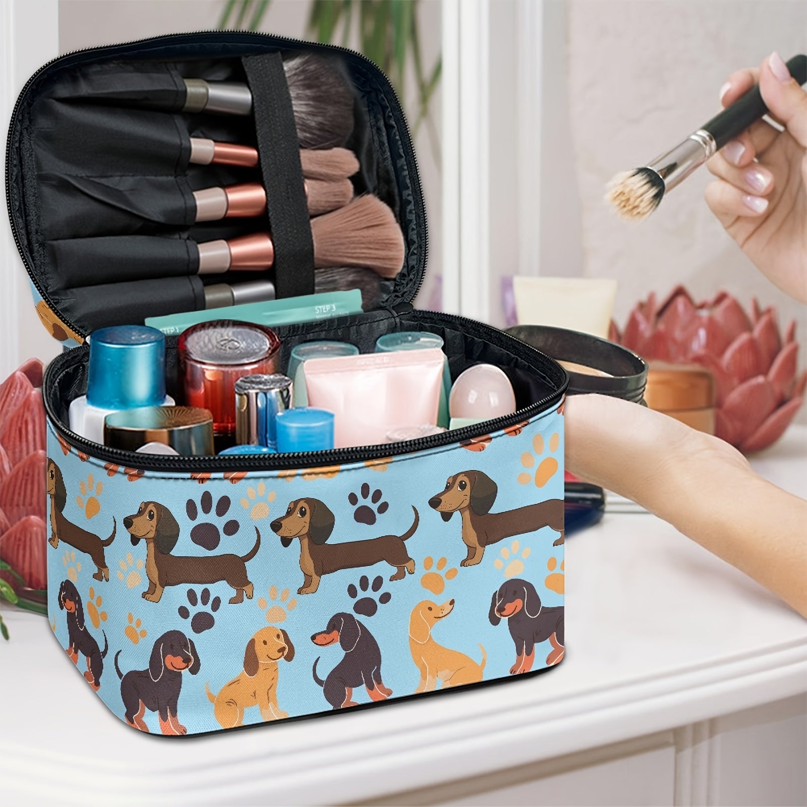 Dachshund Cartoon Cosmetic Bag