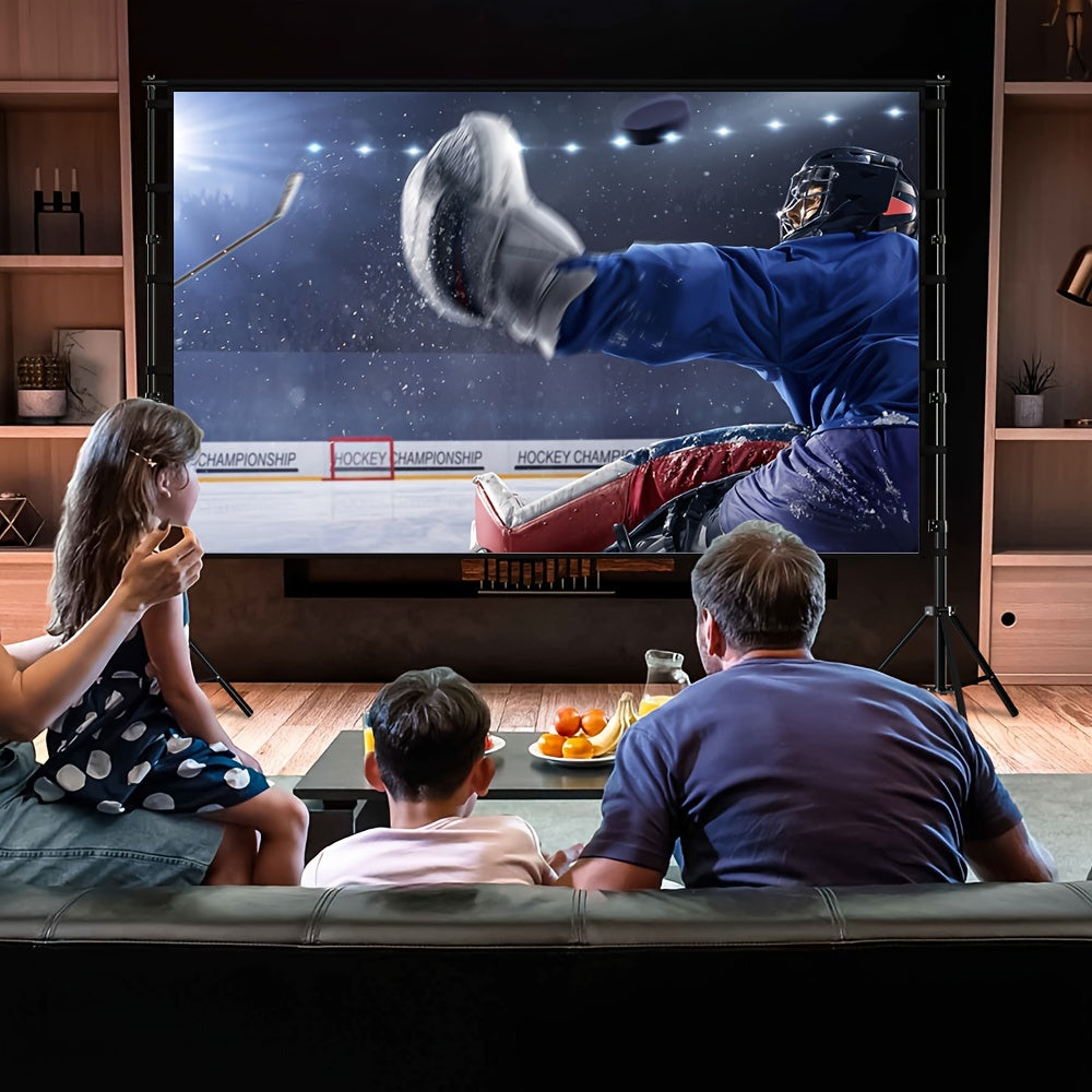 Projector Screen with Bracket 100 120 150 Inch Portable Projection Screen Indoor Outdoor Projection Screen 16:9 4K HD Wrinkle Resistant, Easy to Clean, 1.1 Gain, 160° Viewing Angle Movie Screen with Carrying Bag, Suitable fo