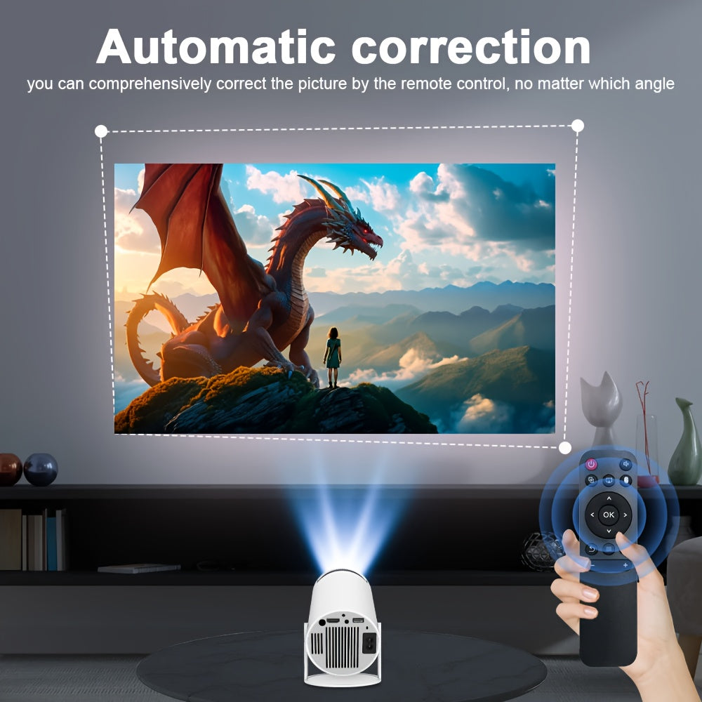 Home Theater Projector - Android 11.0, 260ANSI, WiFi6, Dual WiFi, 4K Resolution, Auto Correction, HD 1280*720p, Wireless 5.0, US Plug, Allwinner H713, Mali-G312 - Perfect for Movie Nights and Gaming
