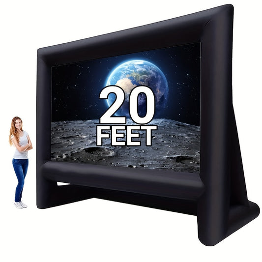 20 ft Outdoor Inflatable Projector Screen - Supports Front and Rear Projection - Includes Inflation Air Blower Storage Bag, Easy Set Up Blow Up Screen for Backyard Movie Night, Theme Parties, Celebrations