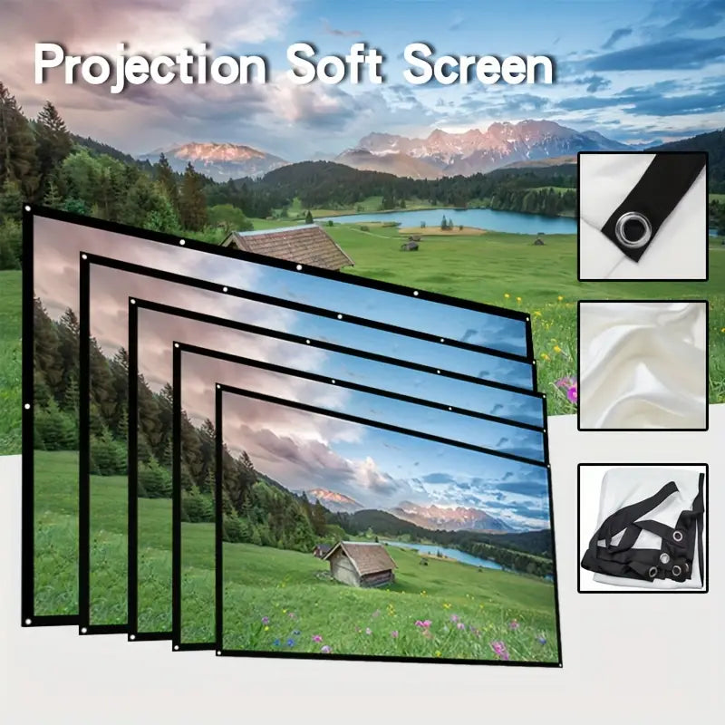 150 Inch Projector Screen, Movie Projector Screen 16:9 Folding Portable Anti-wrinkle Indoor And Outdoor Projection Double-sided Video Projector Screen, Suitable For Home, Party, Office