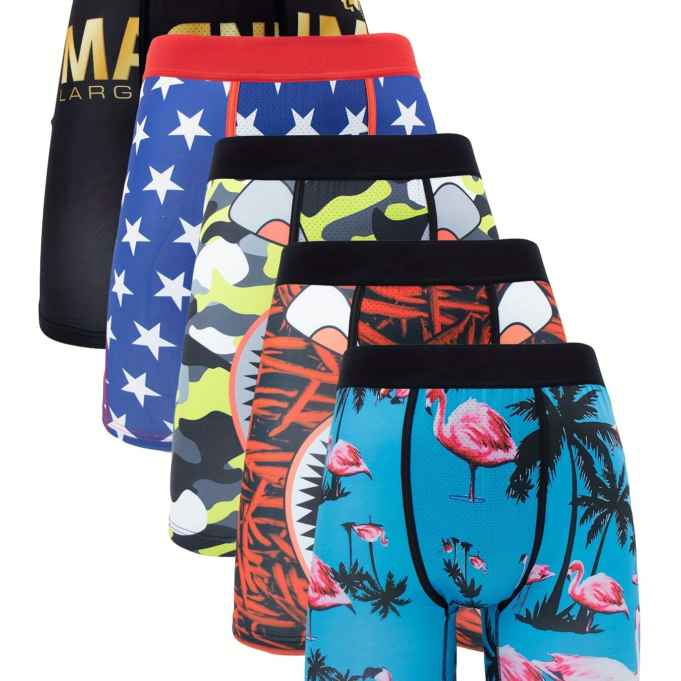 5Pcs Fashion Print Men Underwear Boxer Shorts
