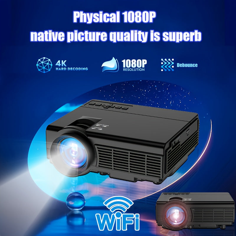 [2025 WiFi Projector] 2025 Upgrade Full HD 1080P Portable Video Projector With WiFi And Wireless | Home Theater, Wireless Screen Casting, Compatible With AV, TV Stick, Laptop, Smartphone | Suitable For Family Dinner, Birthday